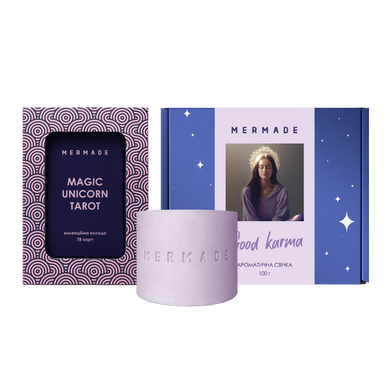 Ароматична свічка MERMADE Good Karma + колода карт таро MERMADE Magic Unicorn Tarot